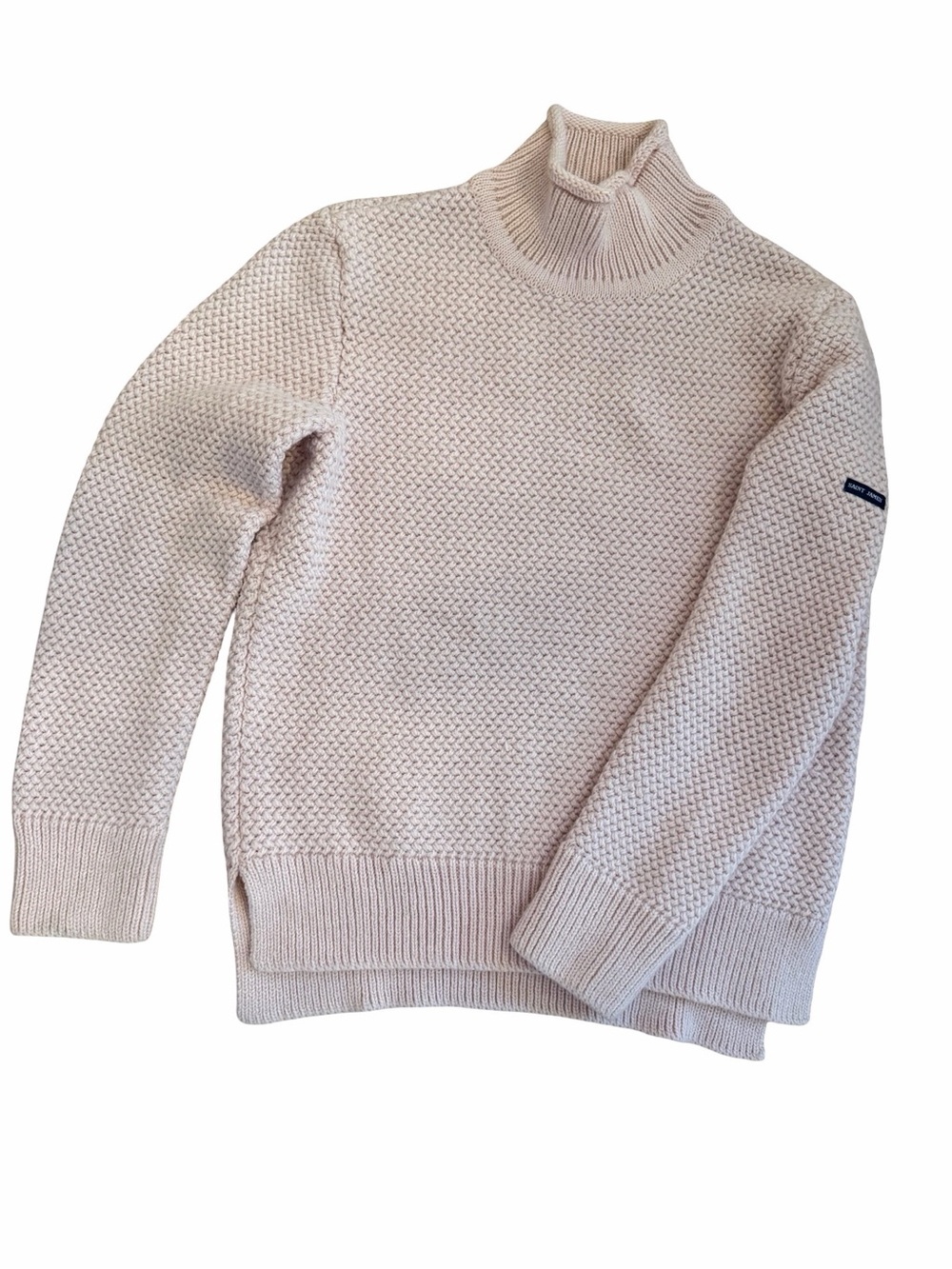 Saint James Soft Wool Alpaca Blend Sweater Mock Neck Light Baby Pink S/M France